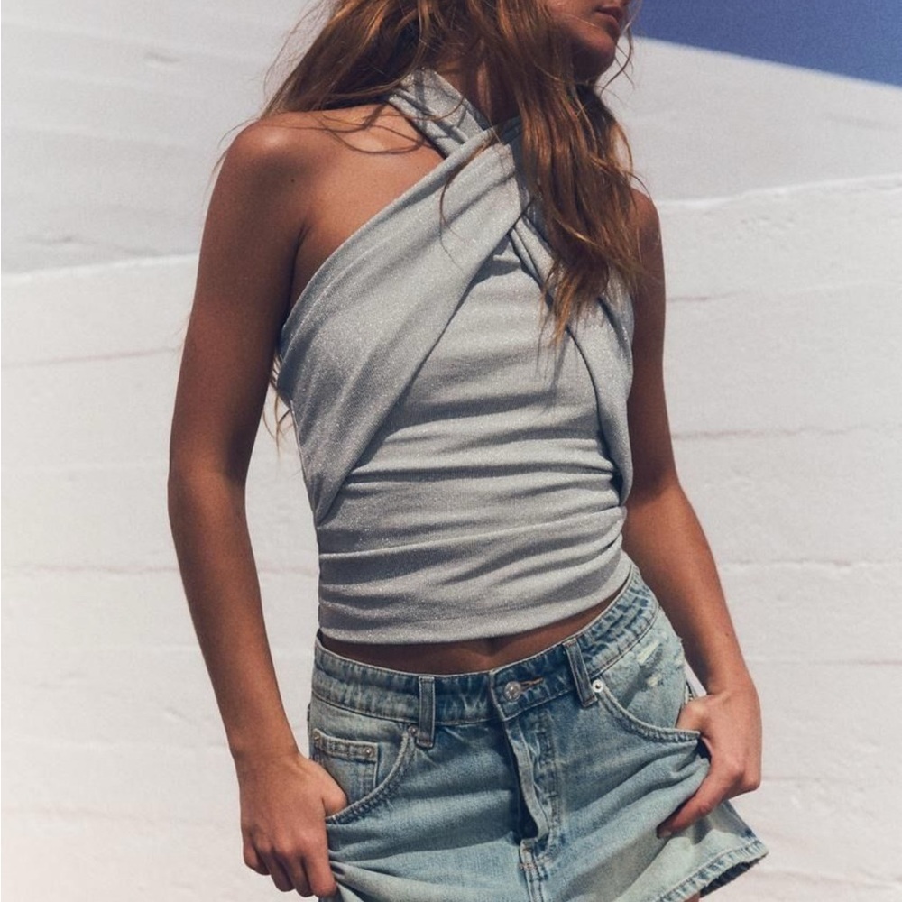 Zara silver Halter Top